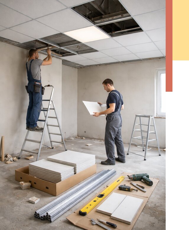 Монтаж потолка армстронг в Элисте от 4660 руб/м2 — быстрая установка под ключ | ОТДЕЛОЧНИК-Элс