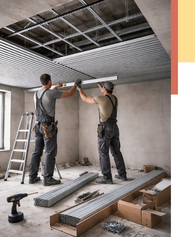 Монтаж реечного потолка в Элисте от 4660 руб. под ключ | ОТДЕЛОЧНИК-Элс