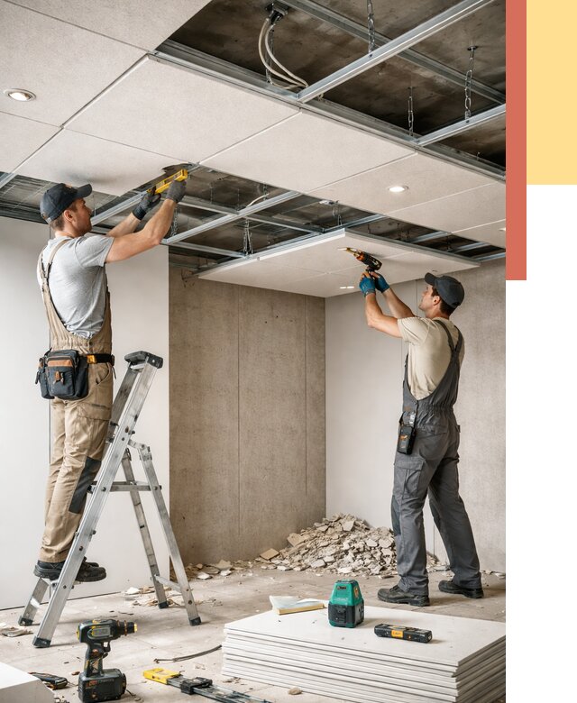 Монтаж акустического потолка в Элисте от 6731 руб/м2 — быстро и недорого | ОТДЕЛОЧНИК-Элс