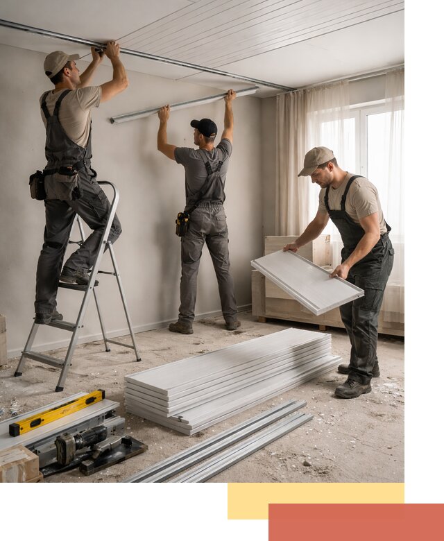 Монтаж потолка из ПВХ панелей в Элисте оперативно и качественно