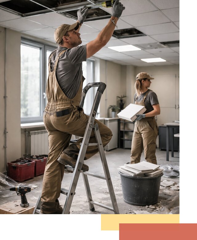 Ремонт потолка Армстронг и замена плит в Элисте