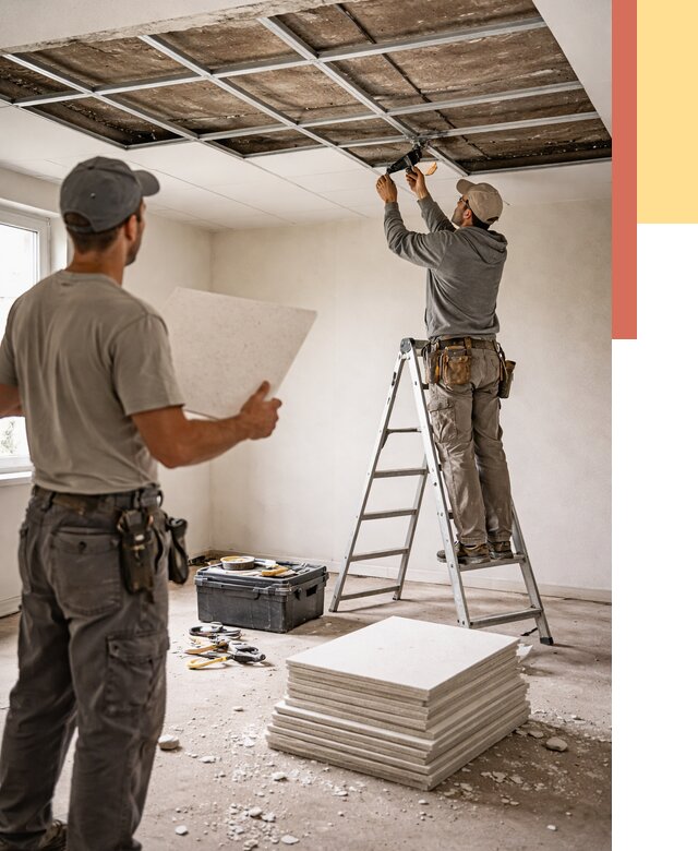 Замена плит подвесного потолка в Элисте от 1812 руб. быстро и недорого | ОТДЕЛОЧНИК-Элс