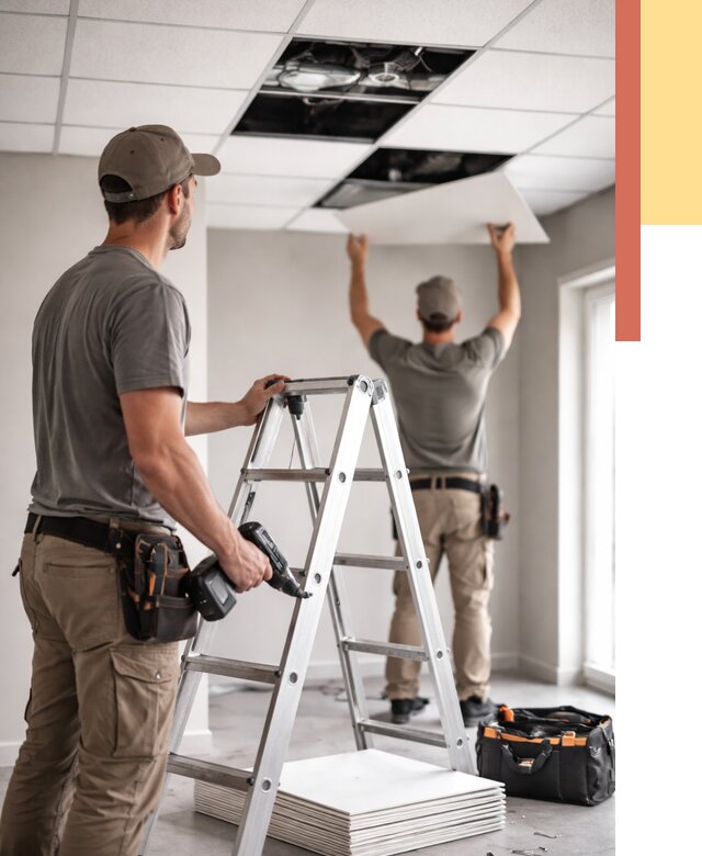 Обслуживание подвесного потолка в Элисте от 3625 руб. — быстро и недорого | ОТДЕЛОЧНИК-Элс