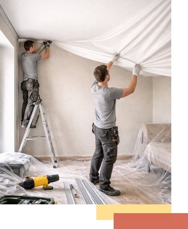 Монтаж тканевого натяжного потолка в Элисте недорого и быстро