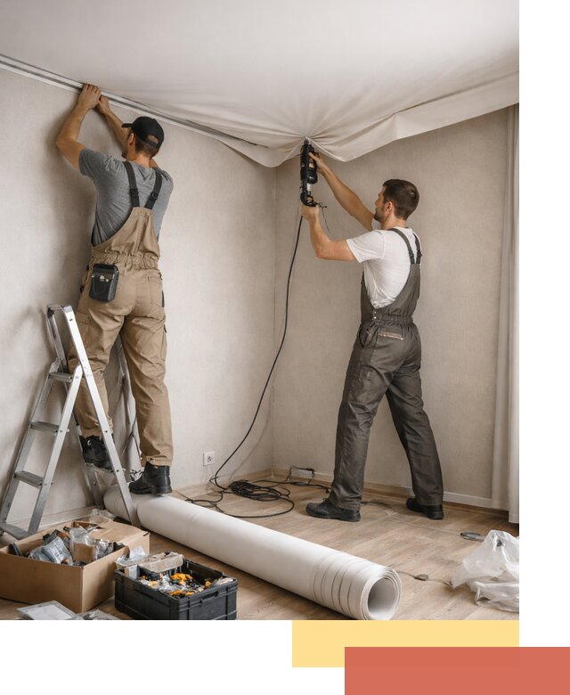 Монтаж цветного натяжного потолка в Элисте за один день