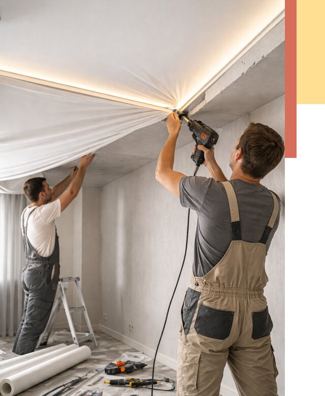 Монтаж натяжного потолка с подсветкой в Элисте от 984 руб. | ОТДЕЛОЧНИК-Элс