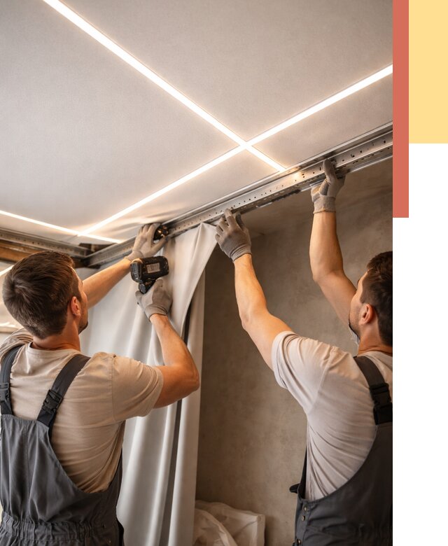 Монтаж натяжного потолка со световыми линиями в Элисте от 1243 руб. | ОТДЕЛОЧНИК-Элс