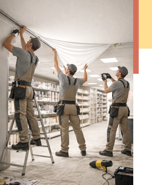 Монтаж натяжного потолка в магазине в Элисте от 4660 руб. быстро и недорого | ОТДЕЛОЧНИК-Элс