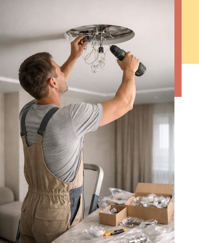 Установка люстры в натяжной потолок в Элисте от 1243 руб. | Быстро и недорого — ОТДЕЛОЧНИК-Элс