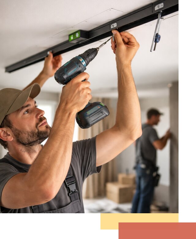 Установка трековых светильников в натяжной потолок в Элисте