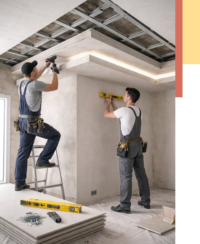 Двухуровневый потолок из гипсокартона в Элисте от 1502 руб. под ключ | ОТДЕЛОЧНИК-Элс