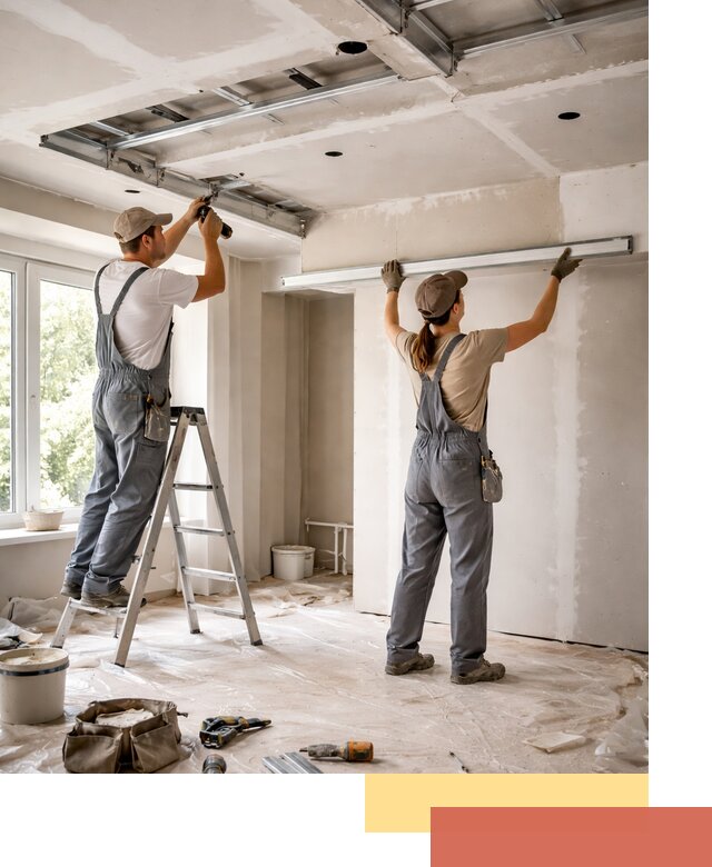 Монтаж многоуровневого потолка из гипсокартона в Элисте