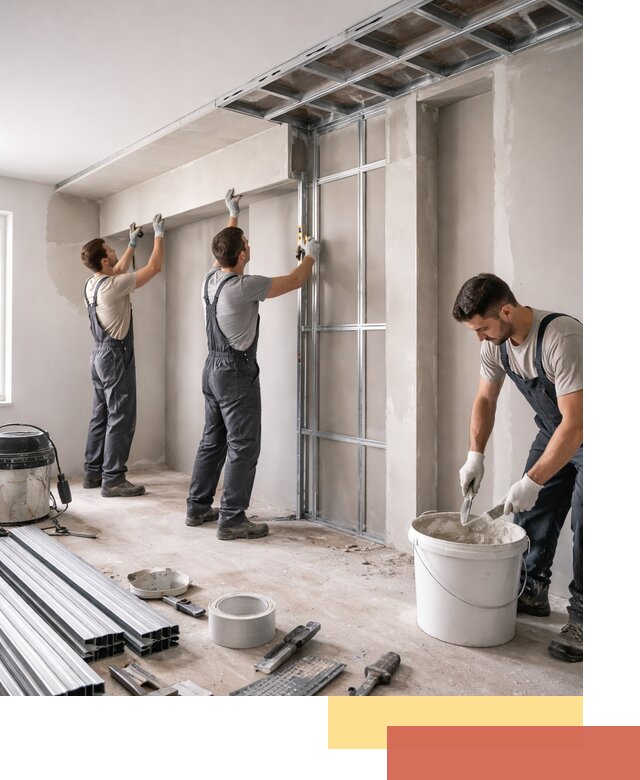 Монтаж потолка из гипсокартона с нишей в Элисте