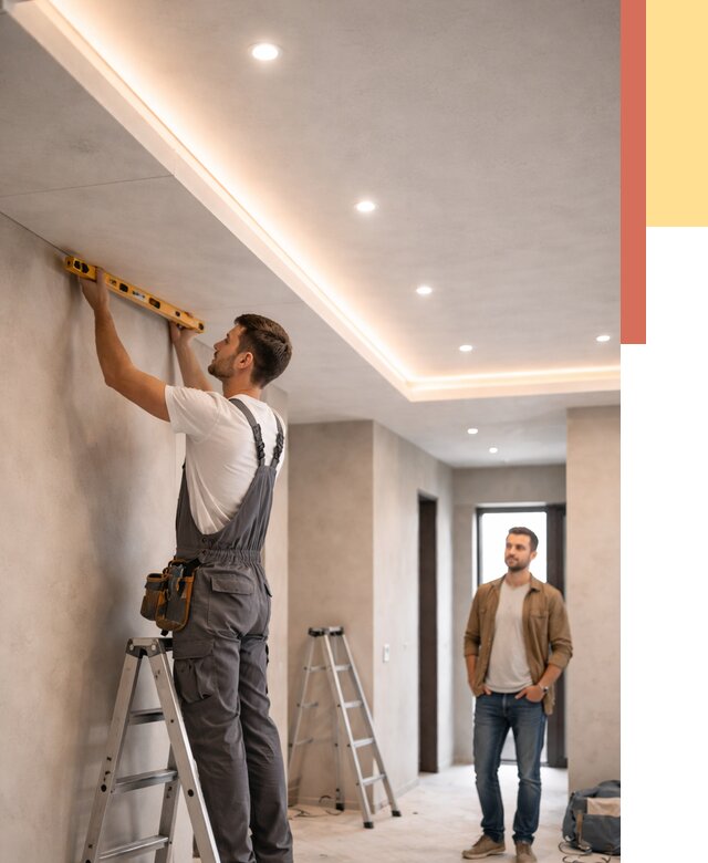 Потолок из гипсокартона с подсветкой в Элисте от 777 руб./м2 под ключ | ОТДЕЛОЧНИК-Элс