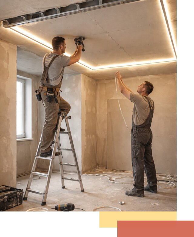 Потолок из гипсокартона с подсветкой в Элисте