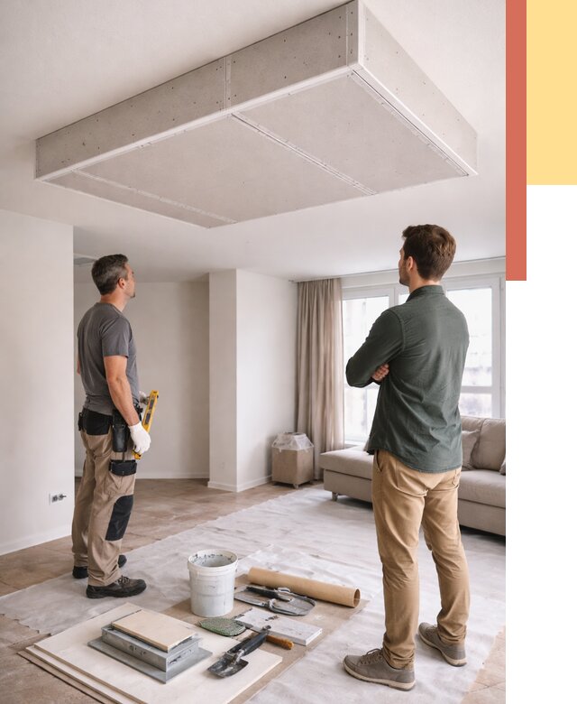 Короб на потолке из гипсокартона в Элисте от 2278 руб. — монтаж и услуги под ключ | ОТДЕЛОЧНИК-Элс