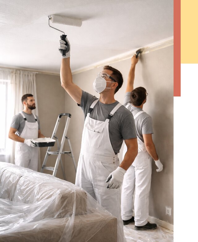 Покраска потолка водоэмельсионной краской в Элисте от 2278 руб/м² — услуги под ключ | ОТДЕЛОЧНИК-Элс