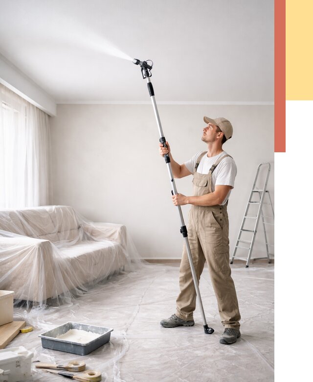 Покраска потолка краскопультом в Элисте от 4660 руб. быстро и недорого | ОТДЕЛОЧНИК-Элс