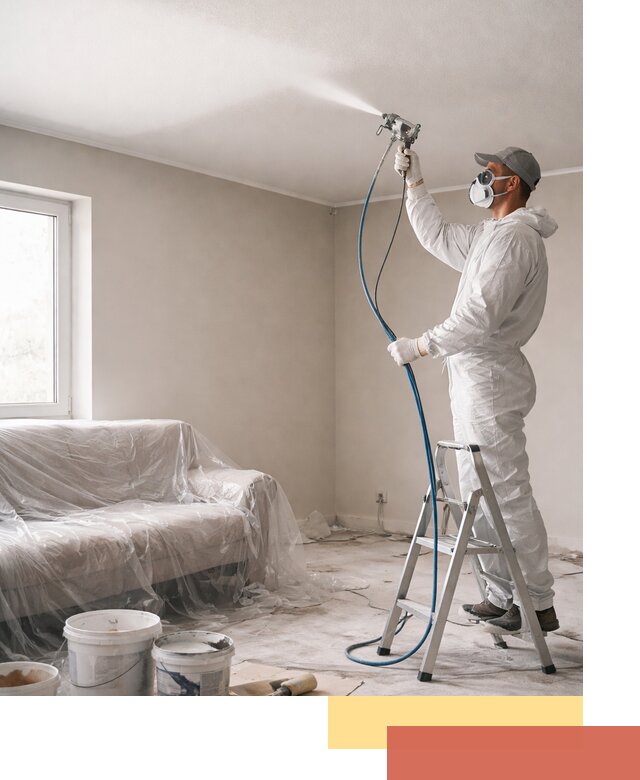 Покраска потолка краскопультом в Элисте быстро и качественно