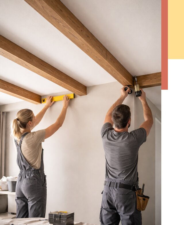 Монтаж декоративных балок на потолок в Элисте от 4350 руб. — ОТДЕЛОЧНИК-Элс