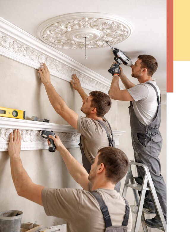 Монтаж лепнины на потолок в Элисте от 3314 руб. быстро и недорого | ОТДЕЛОЧНИК-Элс